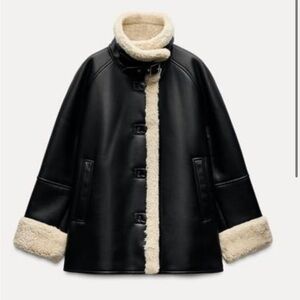 Black Shearling-Lined Women's Coat